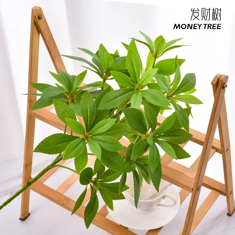 

Simulation duck palm wood fortune leaf Qin Banyan branch single branch plant living room decoration fake bonsai material