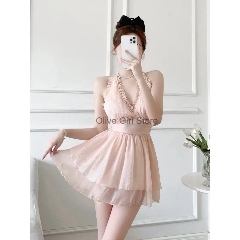 Pink Sexy Dress Summer Haute Couture Swimsuit Women's Dress Elegant and Fairy Costume Bodycon Dress