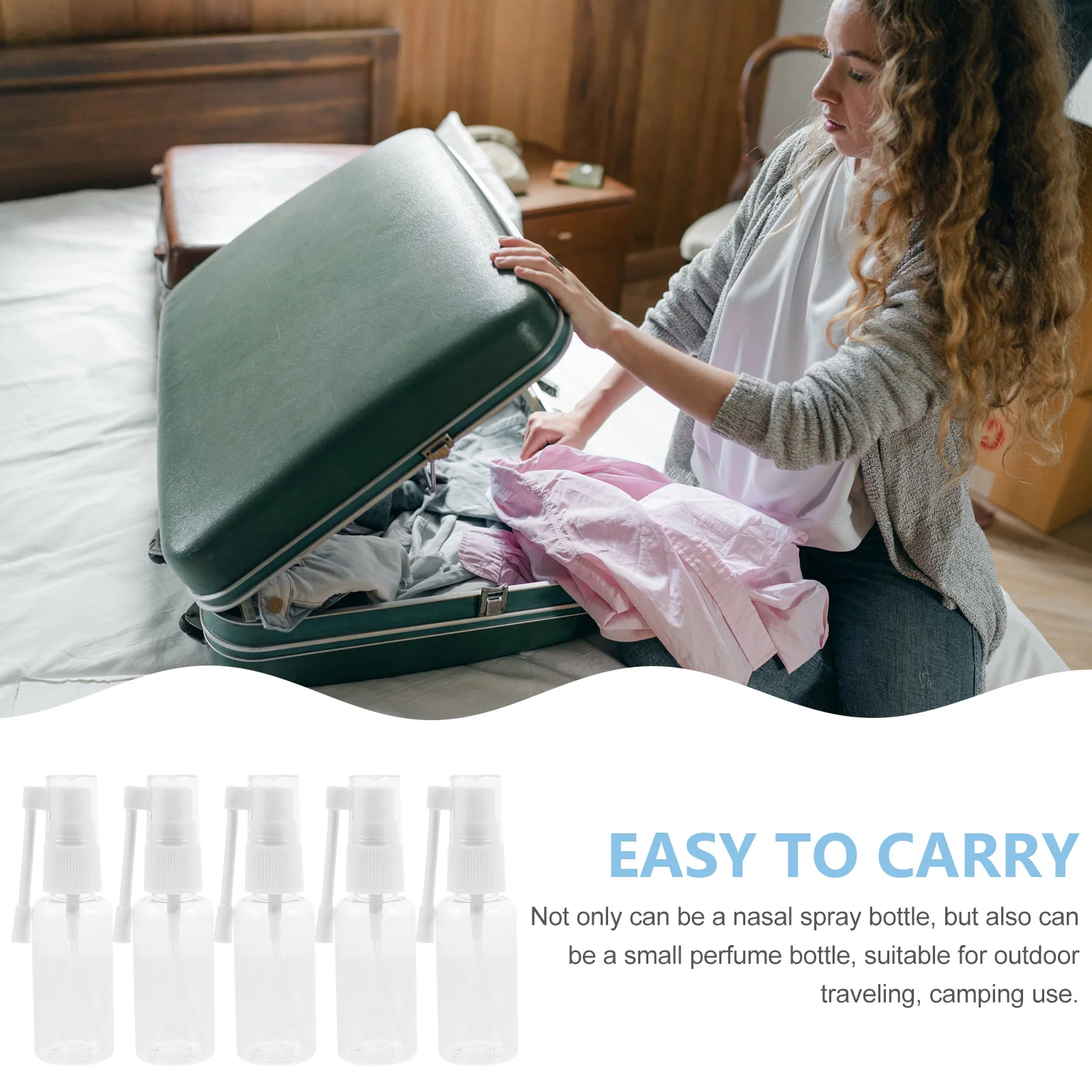 

5pcs 30Ml Nasal Bottles Refillable Mini Travel Sub Bottles Plastic Nose Spray Containers Empty Small Mister Spray Bottle Bulk