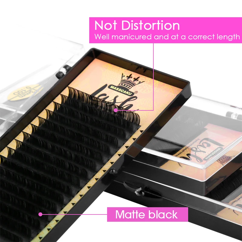 MASSCAKU All Size 1 tray 16 rows Soft Mater CD Eyelash Individual natural Mink Eyelash Extension Artificial Fake False Eyelashes