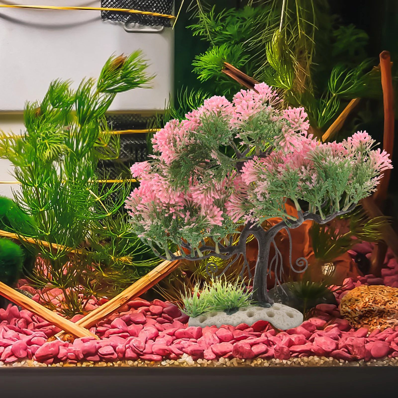 

Aquarium Decor Artificial Plants Simulation Plastic Tree Model for Fish Tank Lifelike Safe Water Use Beautify Interesting