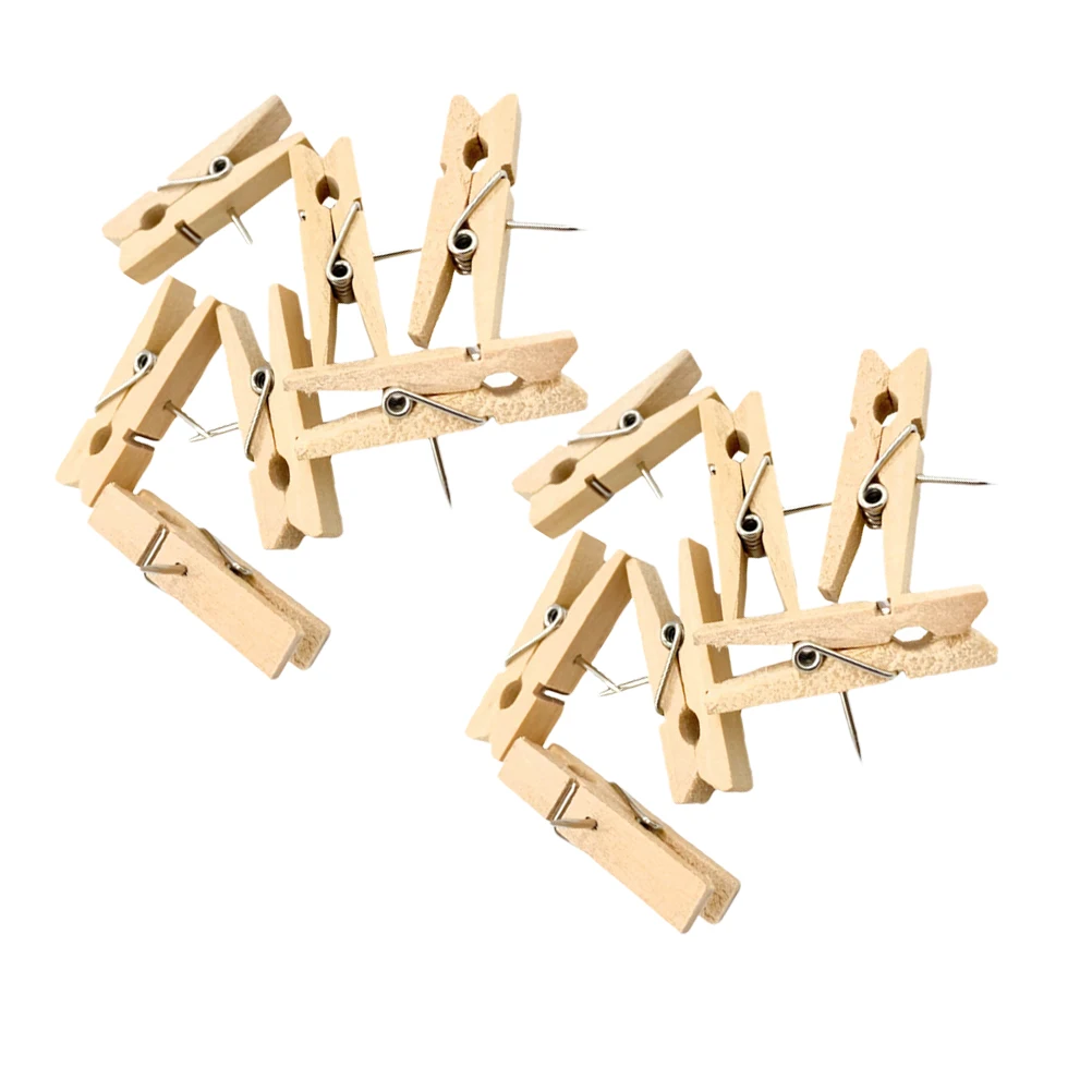 

20pcs Wooden Push Pin Photo Clips Multipurpose Small Decorative Wall Craft Supplies Thumbtack Pins Solution