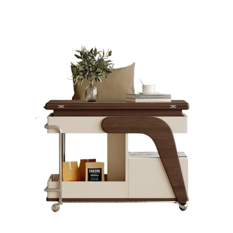 

Movable folding coffee table dining table dual-purpose French living room multi-functional lifting trolley