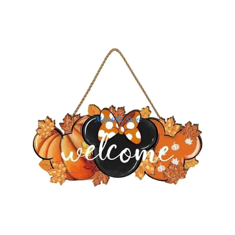 U2JC Fall Front Door Decors,3D Wooden Fall Door Sign Hanging Pumpkin Door Wreath