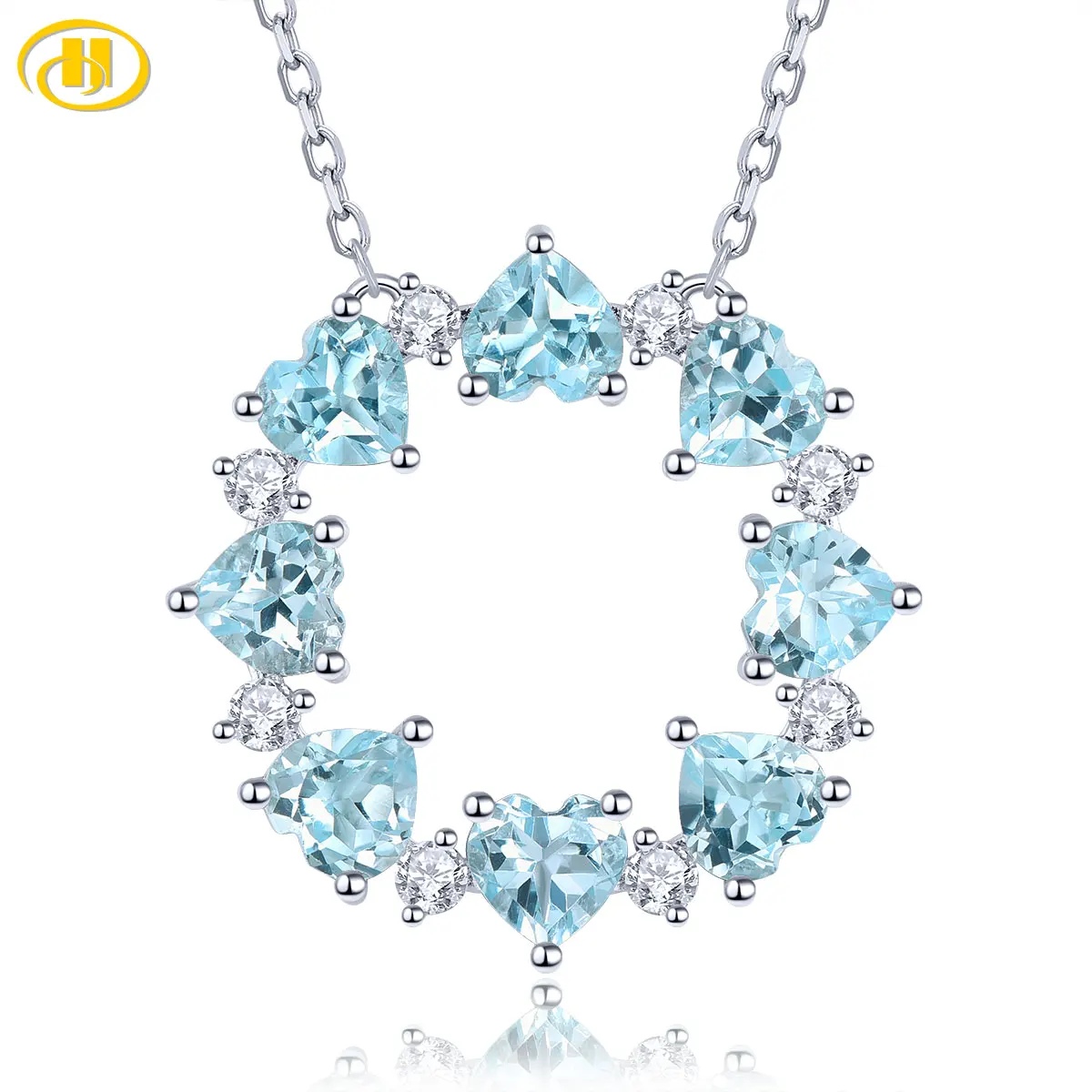 Natural Sky Blue Topaz Sterling Silver Pendants 4.5 Carats Genuine Gemstone Women Classic Romantic Style Fine Jewelrys Gifts