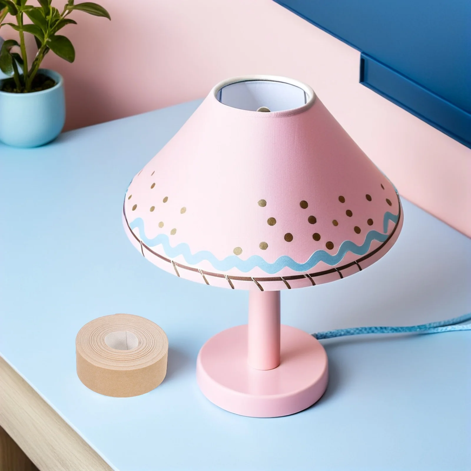 

1 Roll 20Ft Self-Adhesive Cloth Lampshade Edging Tape Fabric Light Shade Repair Strip For Diy Decor Warm Tone Trim Lamp Cover