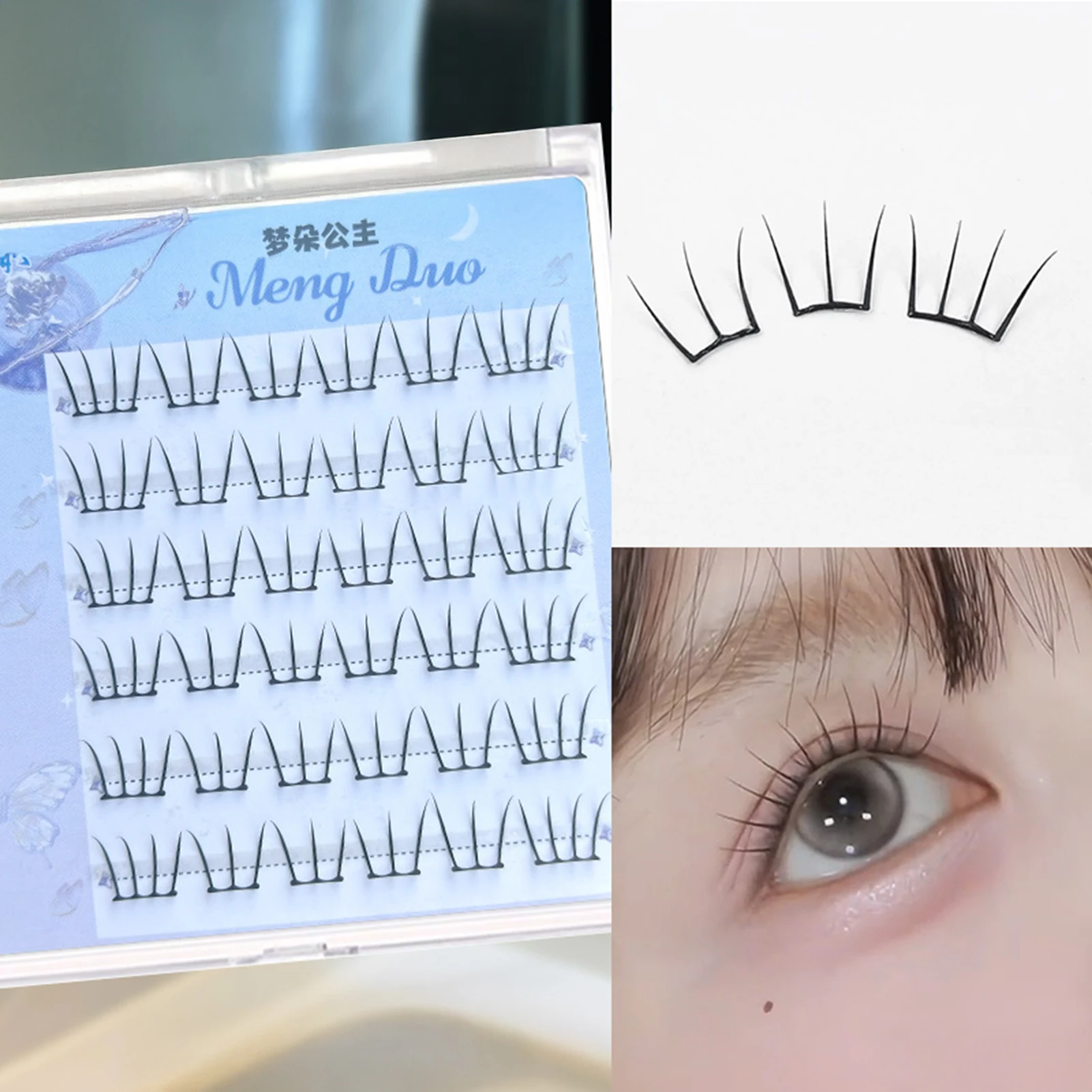 DIY falsche Wimpernverlängerungen im koreanischen Stil, kleberfreie Wimpern, Cluster, einzelne Wimpern, kein Kleber erforderlich, Wispy-Wimpernzubehör, Make-up