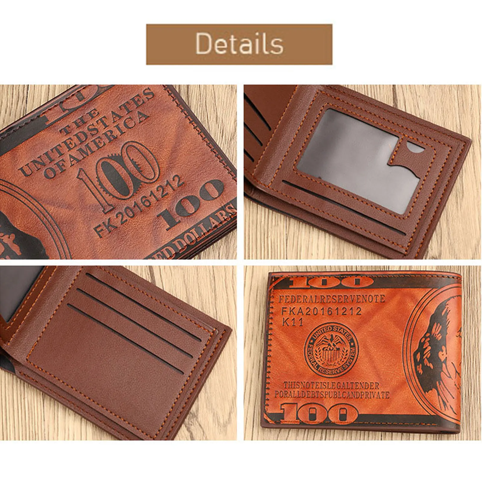 محفظة INEYES للرجال بتصميم فاتورة الدولار من جلد البولي يوريثان رفيعة ثنائية الطي مع إغلاق مغناطيسي ونافذة الهوية وحامل أموال للجيب الأمامي