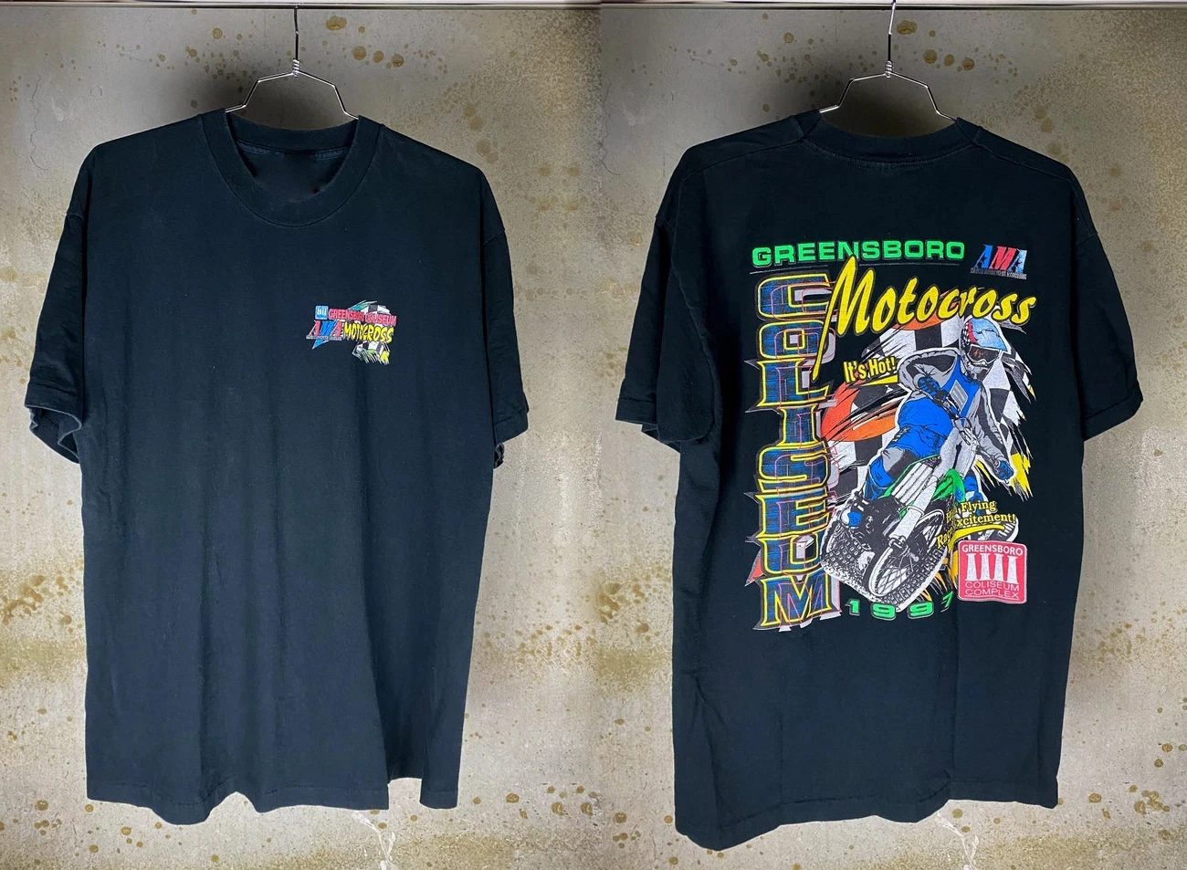 

2025 Summer Vintage 1997 Greensboro Coliseum Motocross Singe Stich T-shirt Pure Cotton Round Neck T-shirt