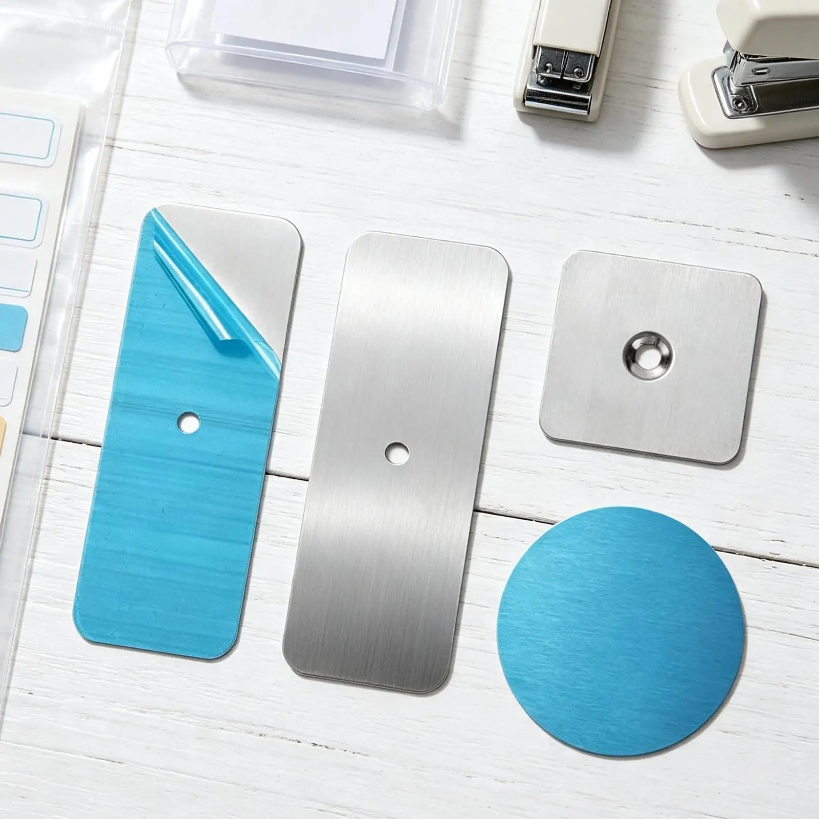 Metal Plate For Magnets 24 Pieces 3 Shapes Waterproof Ultra-Thin Adhesive Metal Sheets For Mobile Phone Holder Cabinet Lights