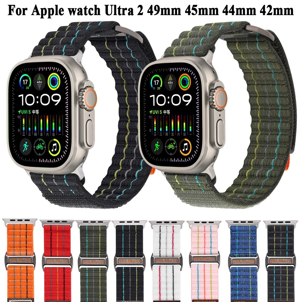 Ремешок нейлоновый для Apple watch Ultra 2, сменный спортивный браслет для Apple Watch Series 9 8 7 SE 6 45 мм 44 мм 42 мм