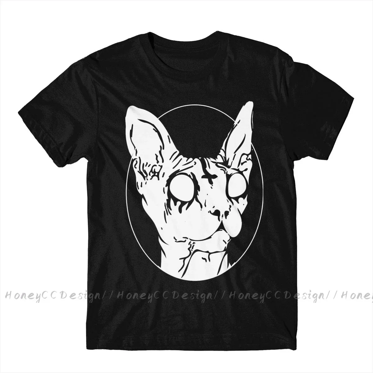 Fashion Meow Music Cat Men Clothing Gothic Cats Pentagram Satan T-Shirt Summer O Neck Shirt Short Sleeve Plus Size