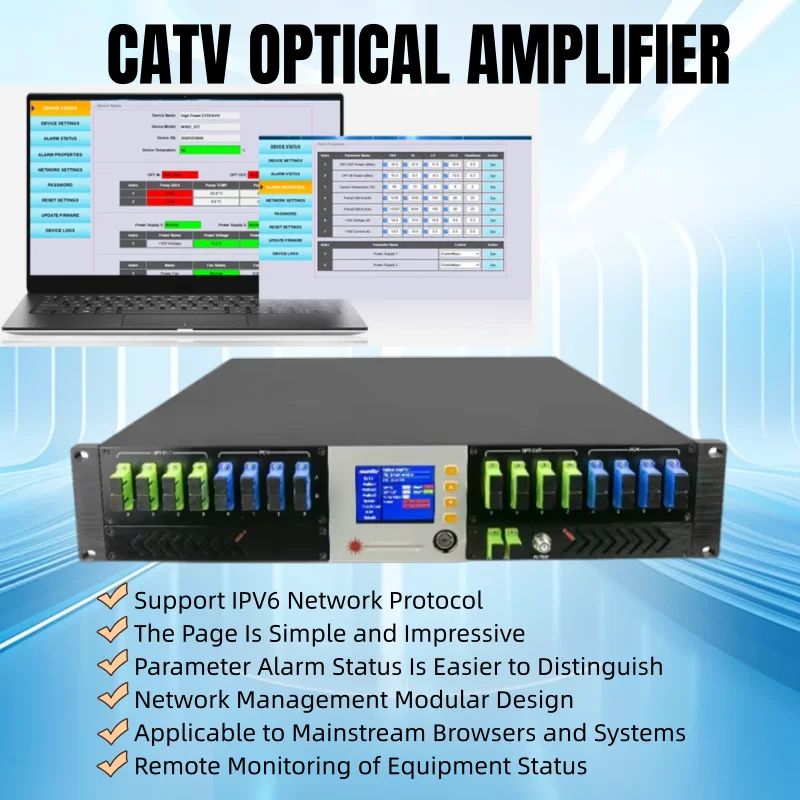 Amplificador de Fibra Óptica EDFA FTTH de Alta Potencia con Dopado de Erbium/Yb, 8/16 Puertos, 1550nm, 32 Puertos, 19-24db, WDM, Equipo de Transmisión Óptica para Redes CATV
