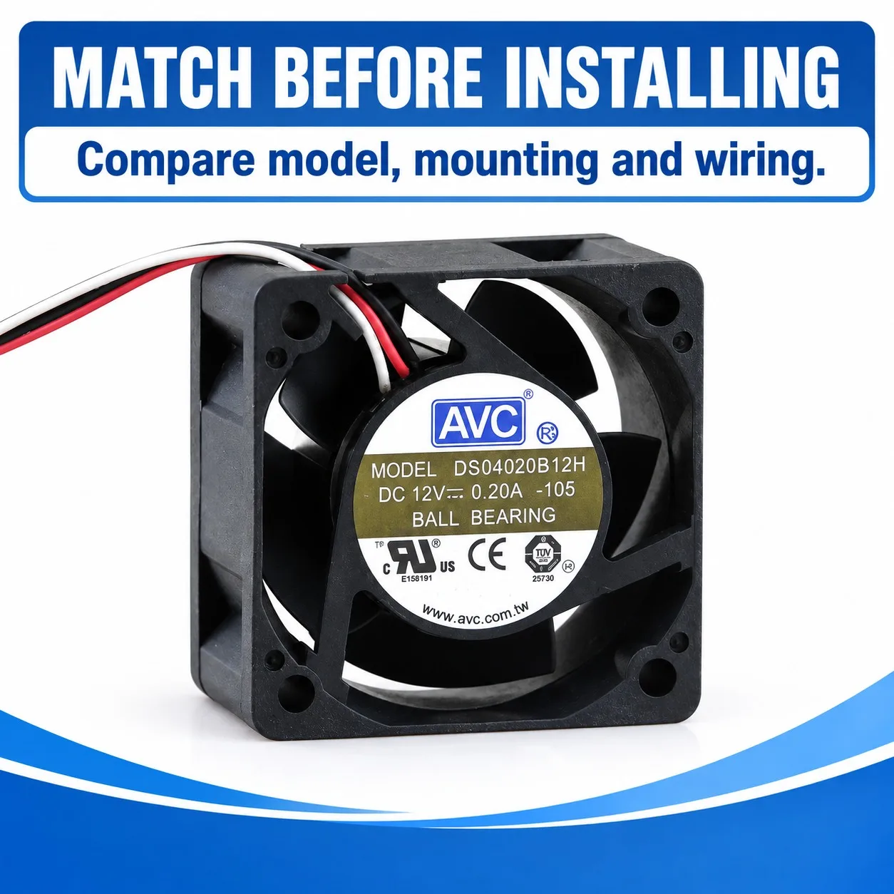 DS04020B12H Axial Server Cooling Fan 40x40x20mm 4020 12V 0.20A 6000RPM Tachometer Dual Ball Bearing for AVC
