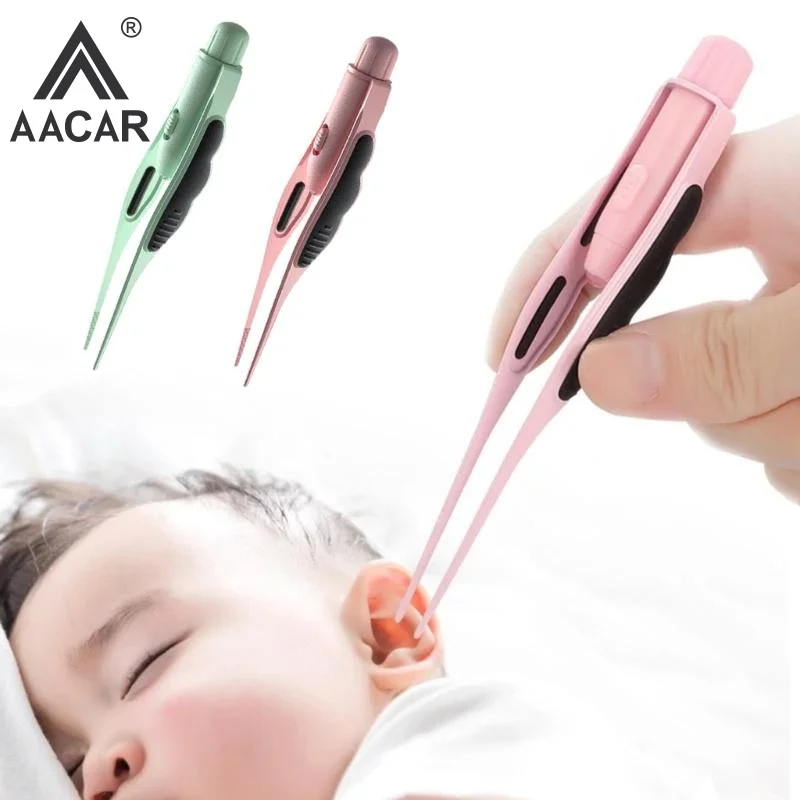 LED Lighted Earwax Removal Tweezers Antislip Grip Soft Safe Tip For Kids And Adults Ear Cleaning