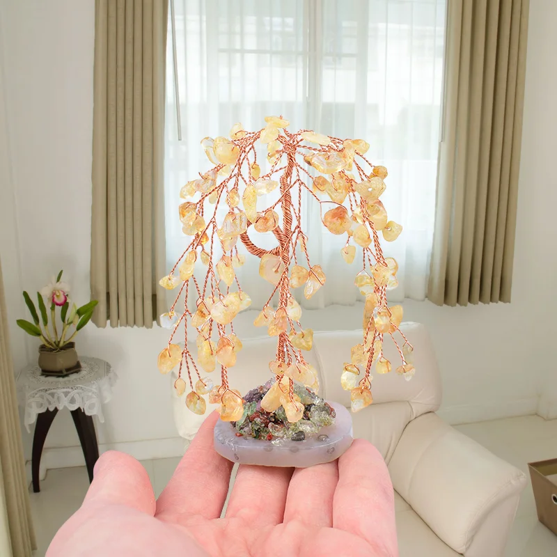 1PC Natürliche Kristall Baum Handgemachte Kies Weide Achat Glück Baum Reiki Heilung Hause Dekoration Ornamente Souvenir Geschenk