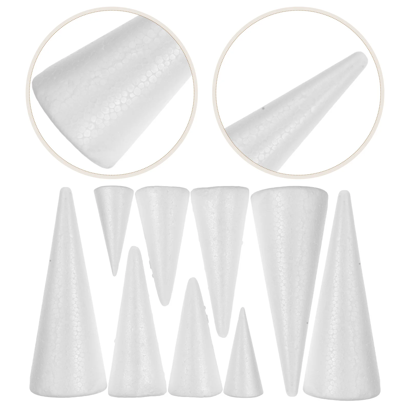 

12pcs Foam For Crafts White Polystyrene Cone Shaped Base Diy Christmas Tree Decor Craft Cone Forms Holiday Supplies