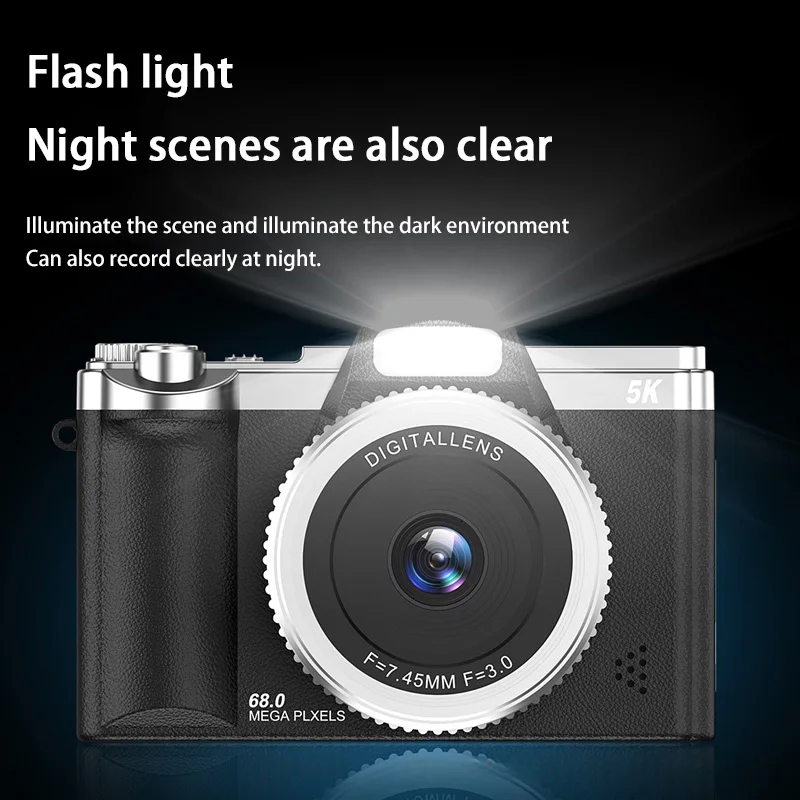 

Цифровая камера 5K HD Pixel CCD Портативная цифровая камера с защитой от сотрясений Видеокамера с видоискателем Вспышка и циферблатом 16-кратный зум 2025 НОВИНКА