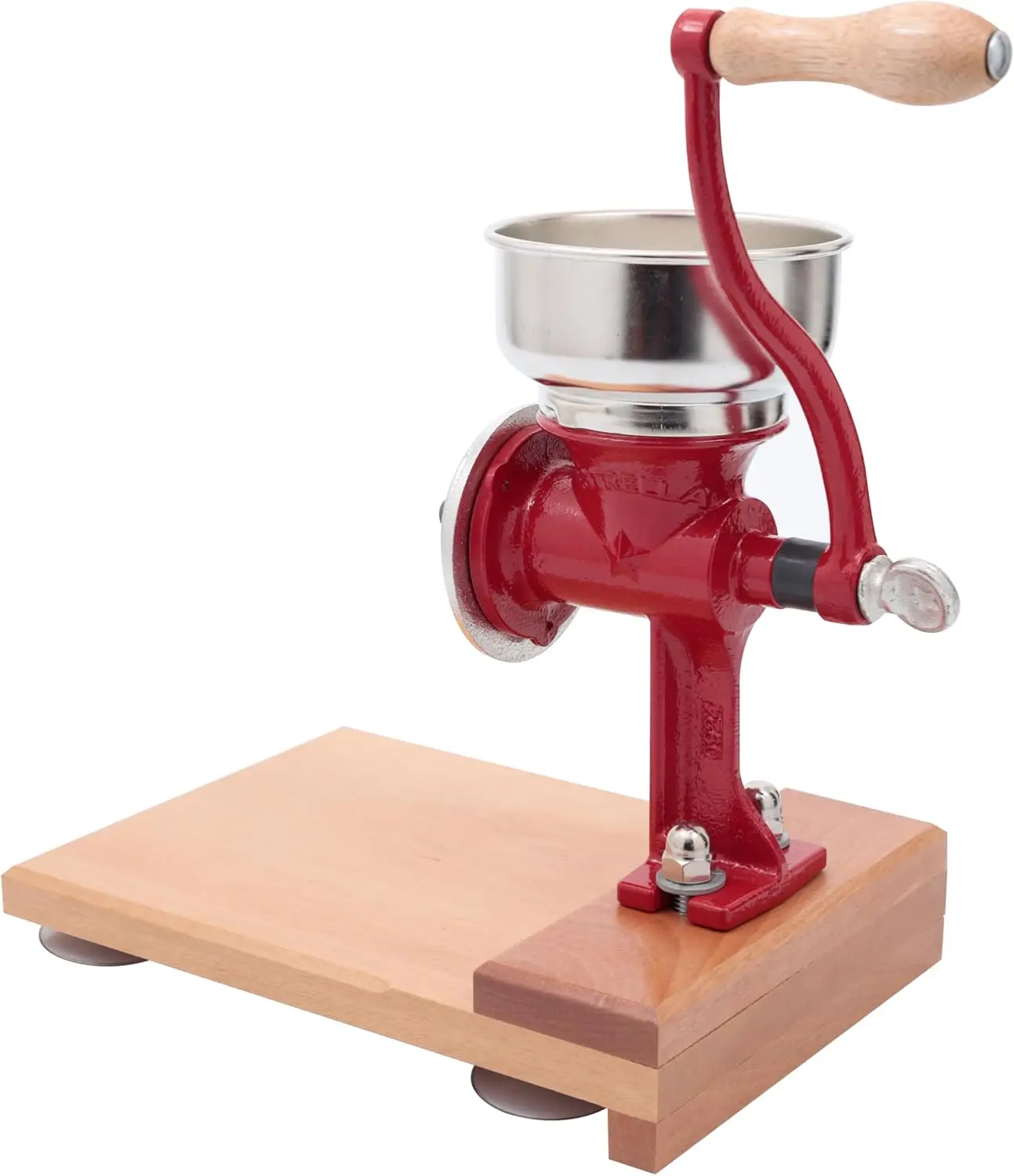 

Manual Corn Grinder with Wooden Table, Cast Iron Mill for Rice, Chickpeas, and More (0.75L Capacity)