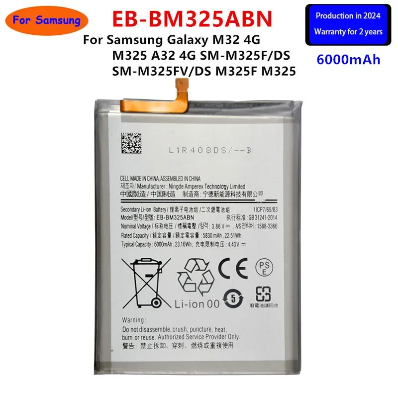 

2024 years Brand New EB-BM325ABN 6000mAh Battery For Samsung Galaxy M32 4G/M325 A32 4G SM-M325F/DS SM-M325FV/DS M325F M325