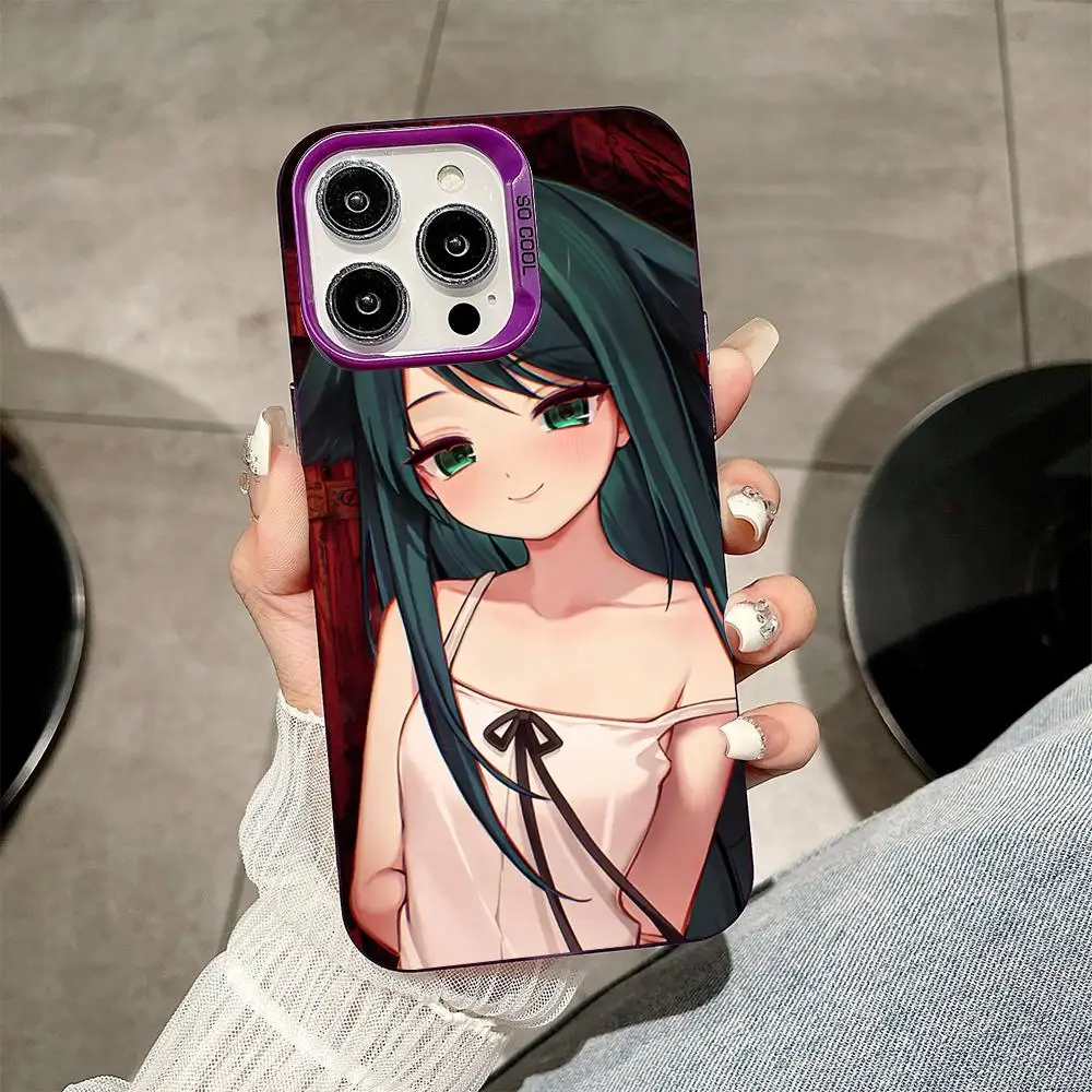 Saya no Uta حافظة هاتف محمول لهاتف آيفون 17 16 15 14 13 12 11 X XR XS 8 7 Pro Max Plus غطاء أرجواني شفاف فاخر جميل