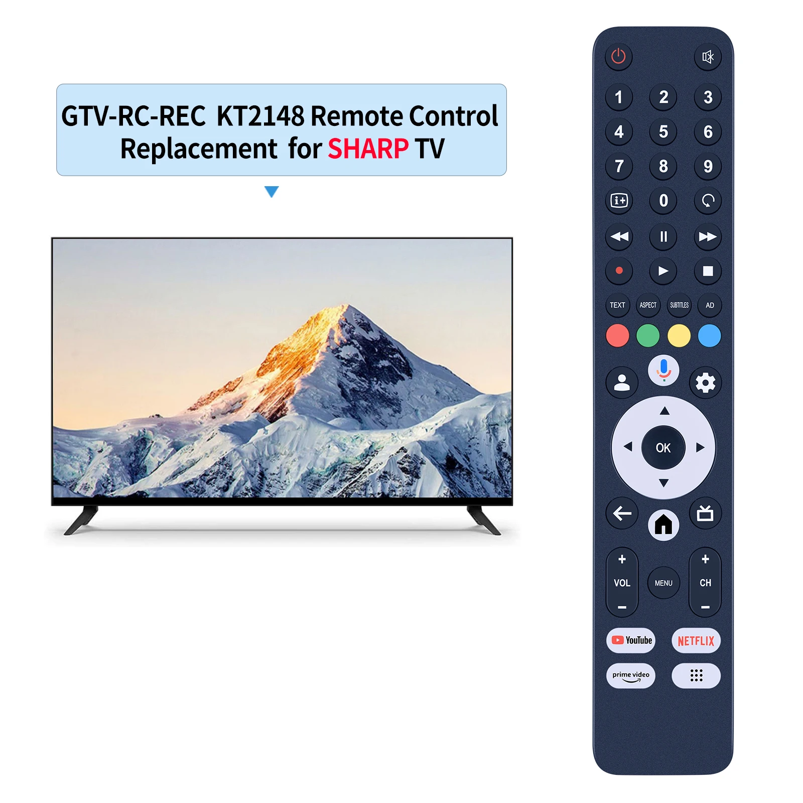 Remote control GTV-RC-REC for SHARP KT2148 TV