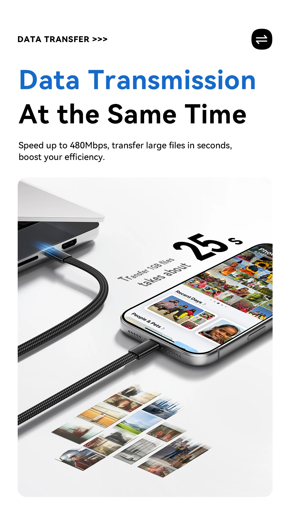 Essager PD 60W USB Type C Cable Set Fast Charging Data Sync for iPhone 17/16/15 with Storage Box And Holder Travel-Friendly