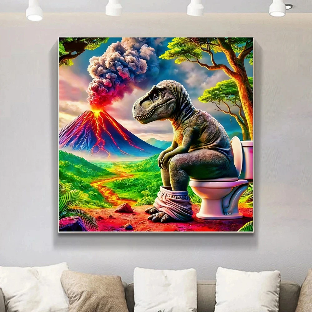 Volcano Kit Eruption - Dinosaur Toilet 5D Diamond Painting Kit