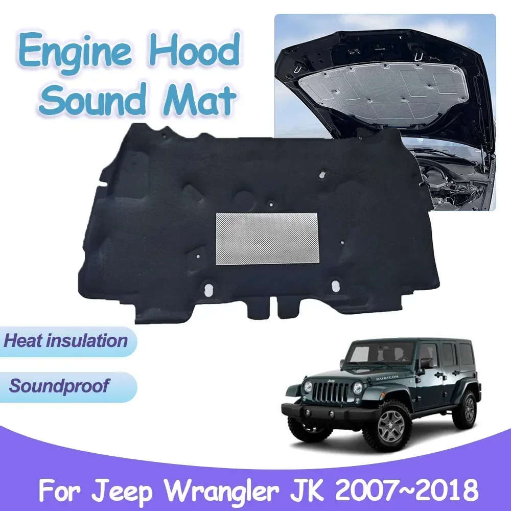 

Для Jeep Wrangler JK 2007 ~ 2018 автомобильный капот двигателя звуковая площадка теплоизоляционные хлопковые огнестойкие чехлы звукоизоляционные аксессуары для интерьера
