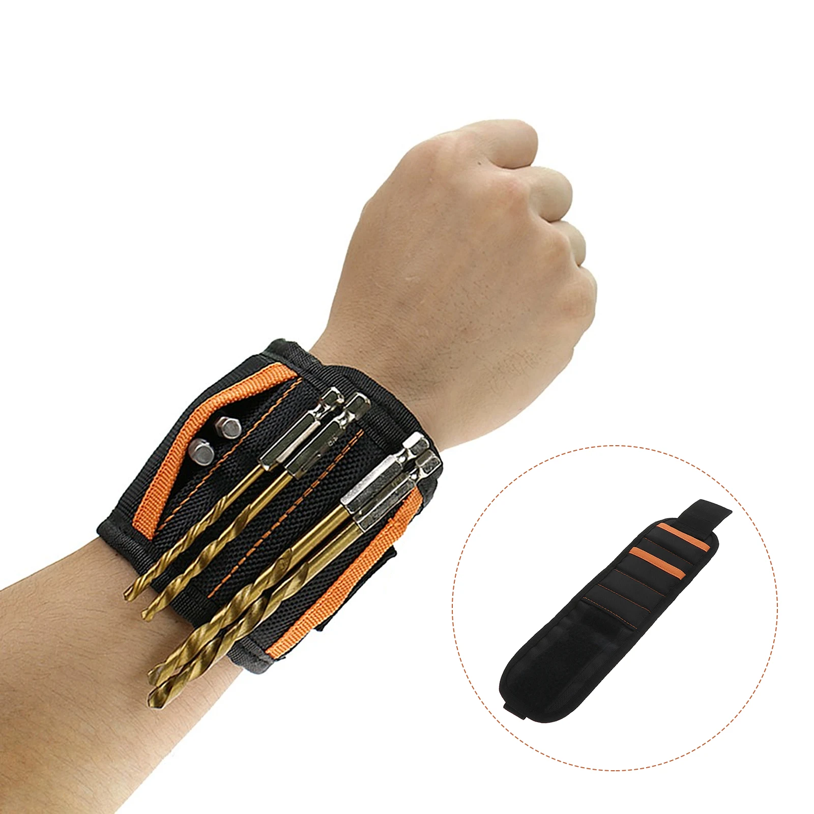 

Magnetic Wrist Strap Black Electrician Tool Holder Adjustable Wristband Gadgets Work Aid Tools Storage