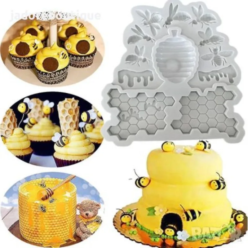 

Bee Honeycomb Silicone Mold for Resin Soap Candle Making Non-Stick Flexible Mold for Baking Chocolate Dessert Decoration