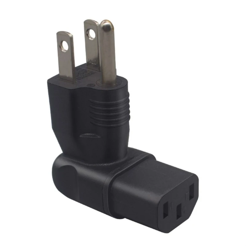 Side Bending Nema 5-15P to C13 Power Cord Extension, PVC Male to Female Adapter