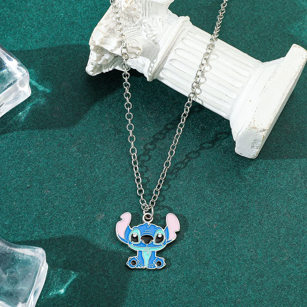 Disney Classic Anime Character Stitch Pendant Necklace, Cute Stitch Full Body Necklace Entry Neck Pendant Birthday Gift