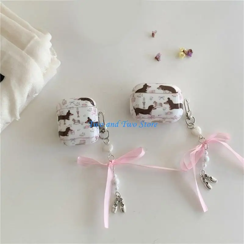 HX6F Sweet Ballet Shoes Bowknot Keychain Pendant Lovely Hanging Decorations Keyring Charm for Purse Bag Backpack Handbag