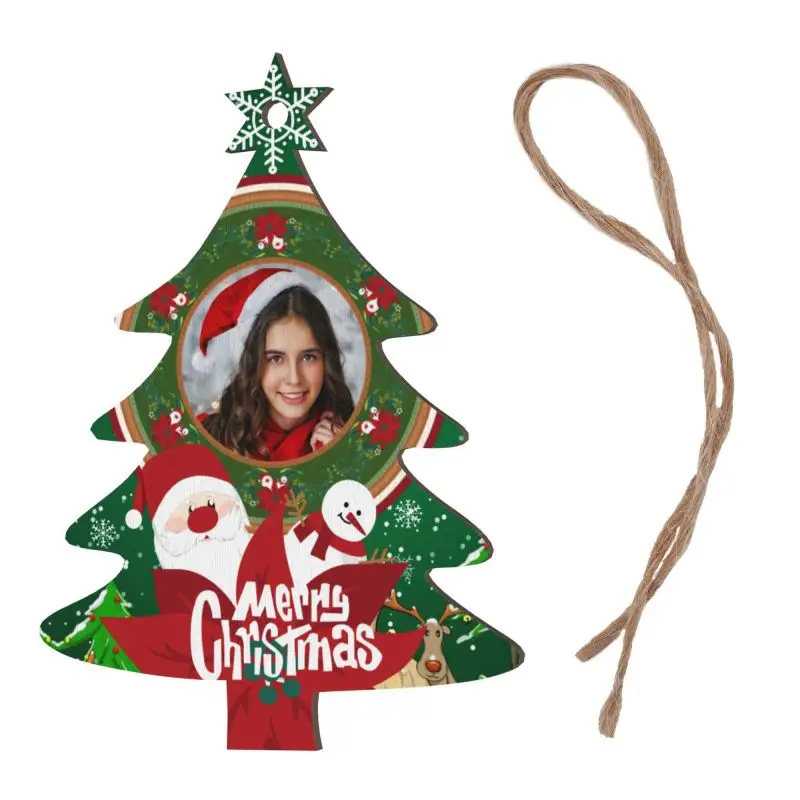 Personalized photo decorations, custom Christmas tree wooden pendants, holiday party DIY gifts, winter party decorations