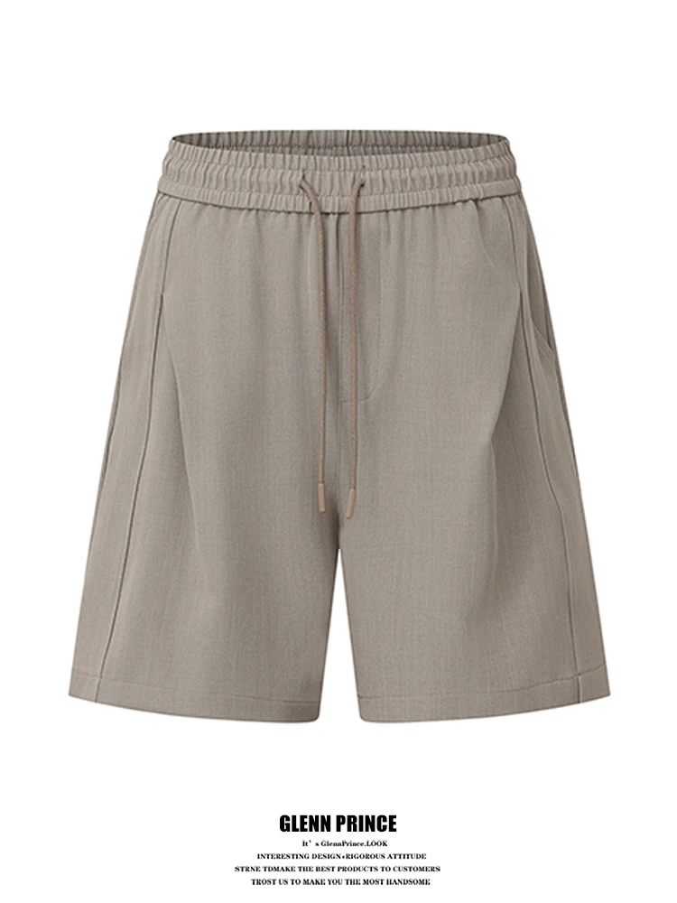 

GPstudio Retro Color Elastic Waist Dstring Casual orts Men Summer Sports Loose Versatile Five-Quarter Mid-Pants