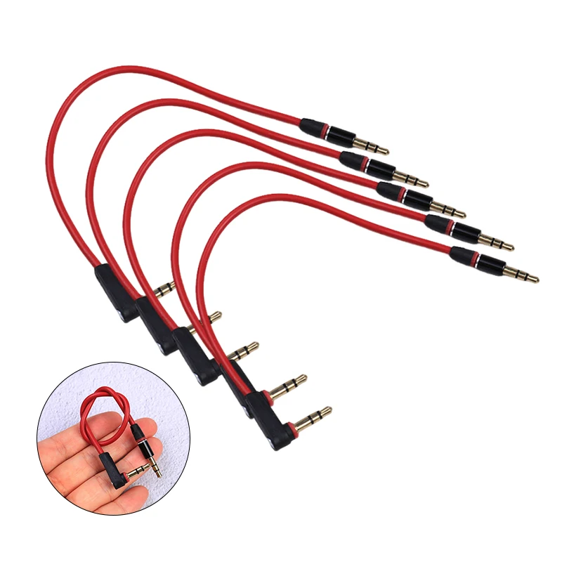 1/2/3/5pcs 3.5mm Short 20cm Jack To Jack Aux Cable Male To Male Stereo Audio Cables Cord 90 Degree