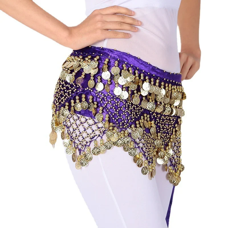 Women Sequins Belly Dance Hip Scarf Coins Stage Performance Carnival Rave Belt Party Waist Chain Wrap Mini Skirt Indain Costume