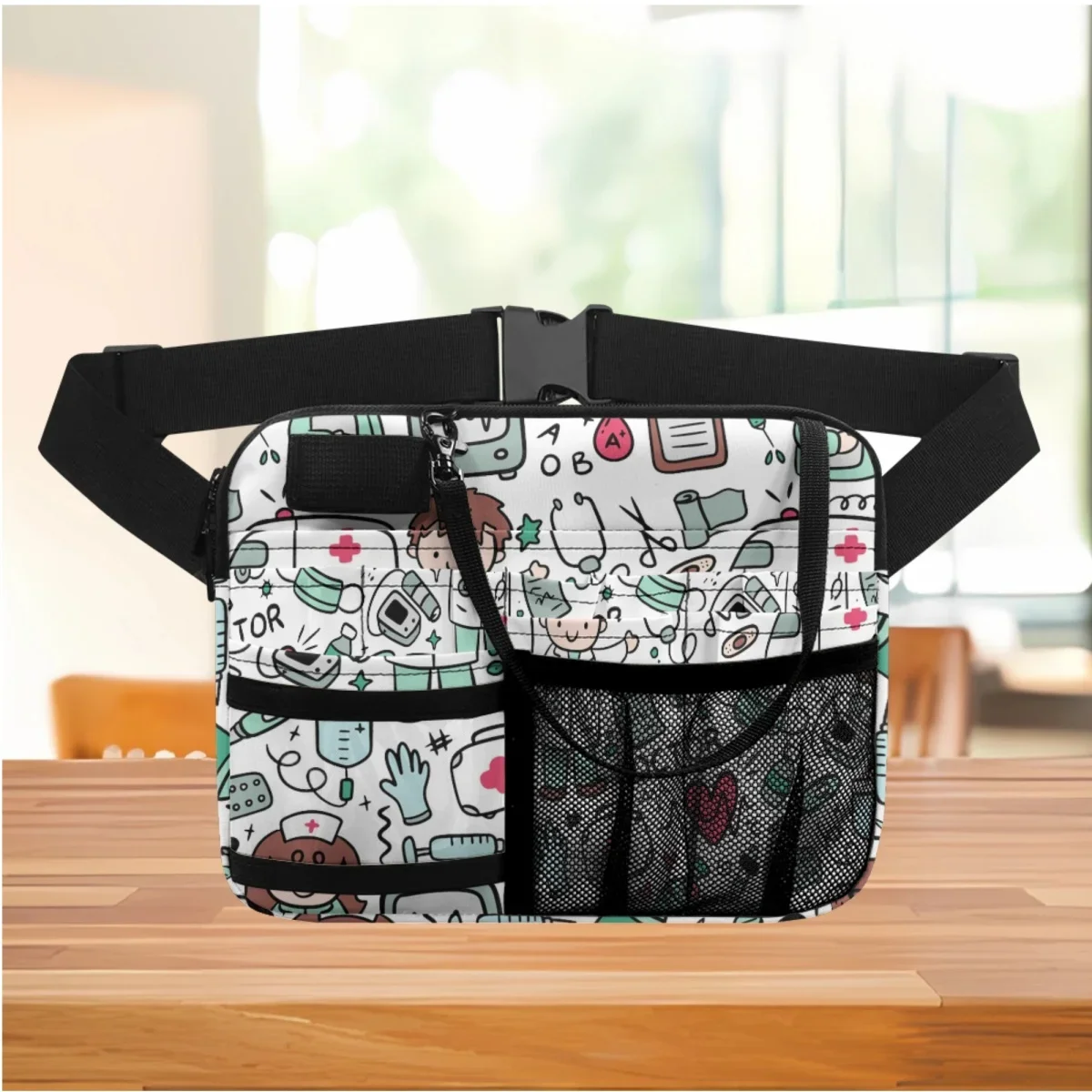 

Nursing Multi Compartment Utility Hip Bag Case Medical Doctor Healthcare Print Fashion Fanny Pack Organizer Pouch Waist Pouch