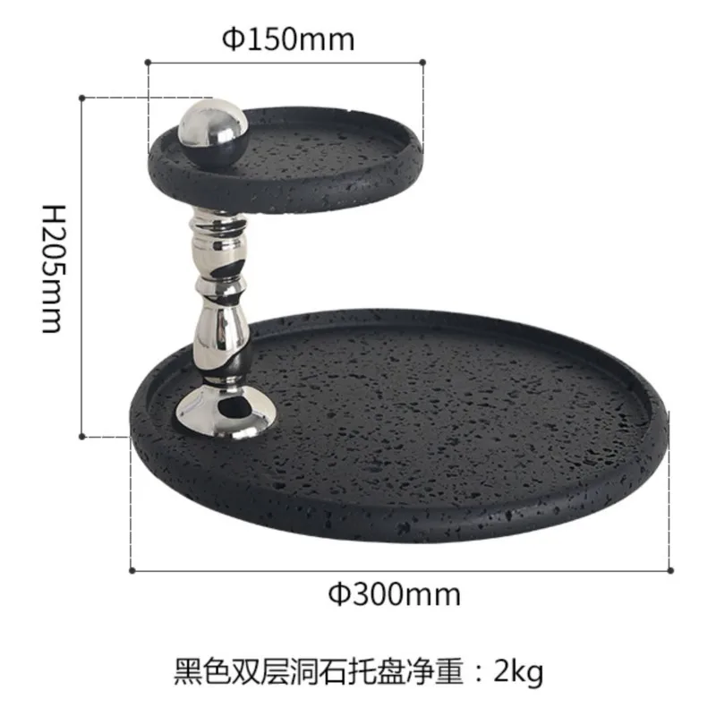 Double layer multifunctional cave stone tray, terrazzo texture desktop shelf, cream wind aromatherapy jewelry display panel