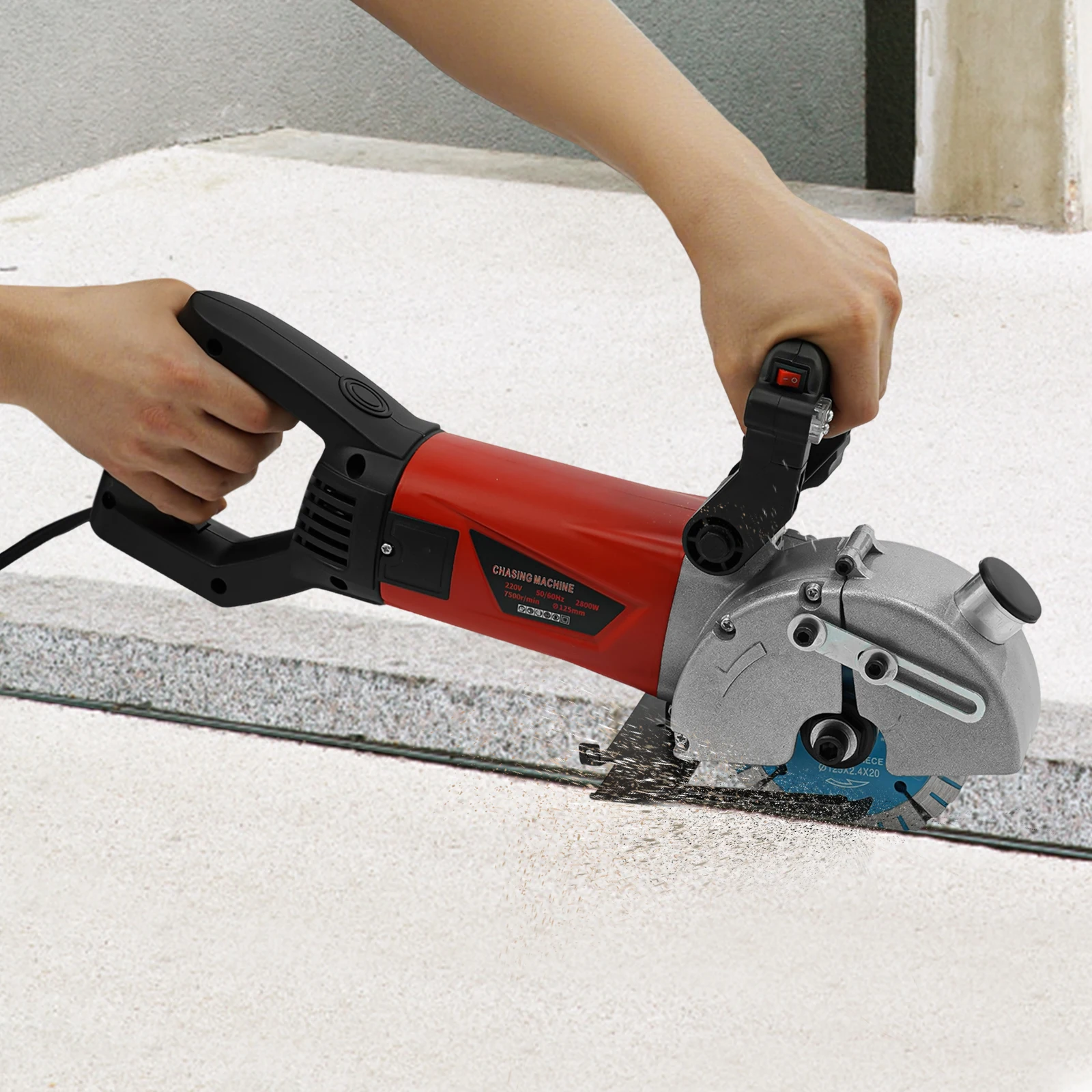 Настенный станок мощностью 2800 Вт с лазерной направляющей и водяным насосом, шлицевая машина 7000 об/мин, режет глубиной 1,42 дюйма/36 мм, 5 алмазных лезвий