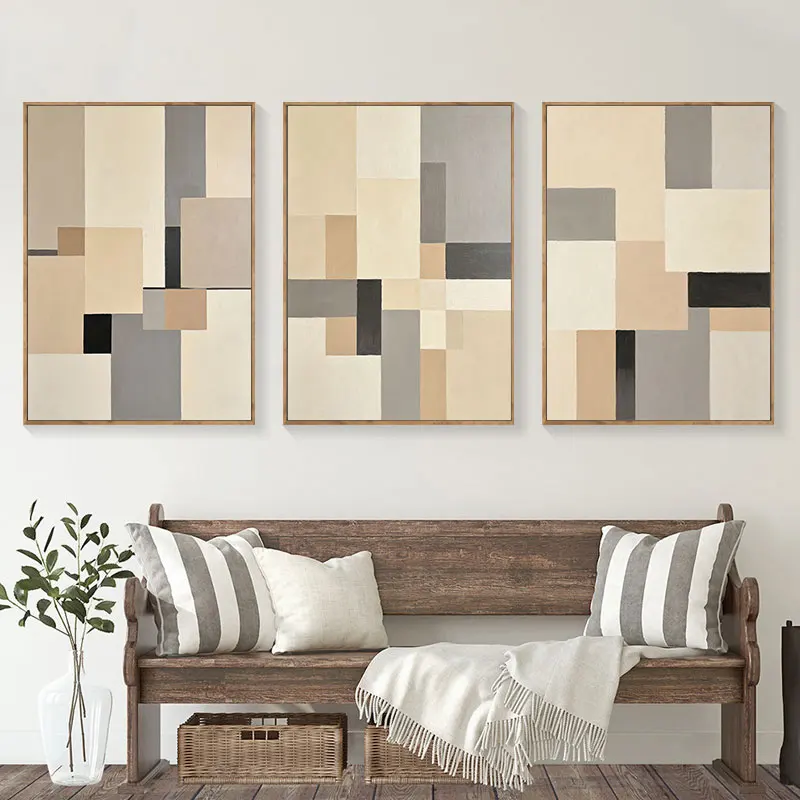 Abstract Square Color Block Canvas Art Poster Prints Simple Style Geometric Wall Decorative Picture for Living Room Bedroom