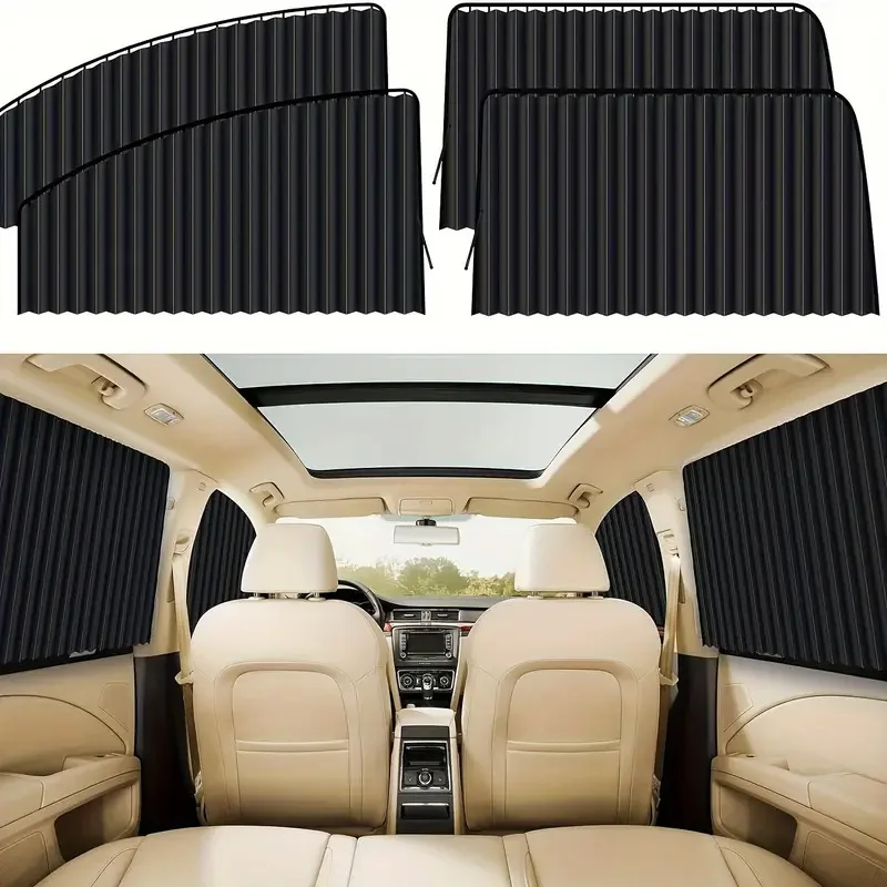 

New 4pcs Car Window Shades Portable Car Window Shades Adjustable Magnetic Car Blinds Car Camping Window Covers