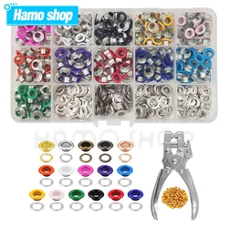 5mm Multi-Color Metal Eyelets Grommets Kit with Installation Tools Punch Pliers Kit For Leathercraft Shoes Belts Bags Clothes