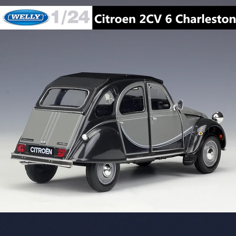 WELLY 1:24 Citroen 2CV 6 Charleston Alloy Car Model Diecast Metal Classic Vehicles Model Simulation Collection Children Toy Gift