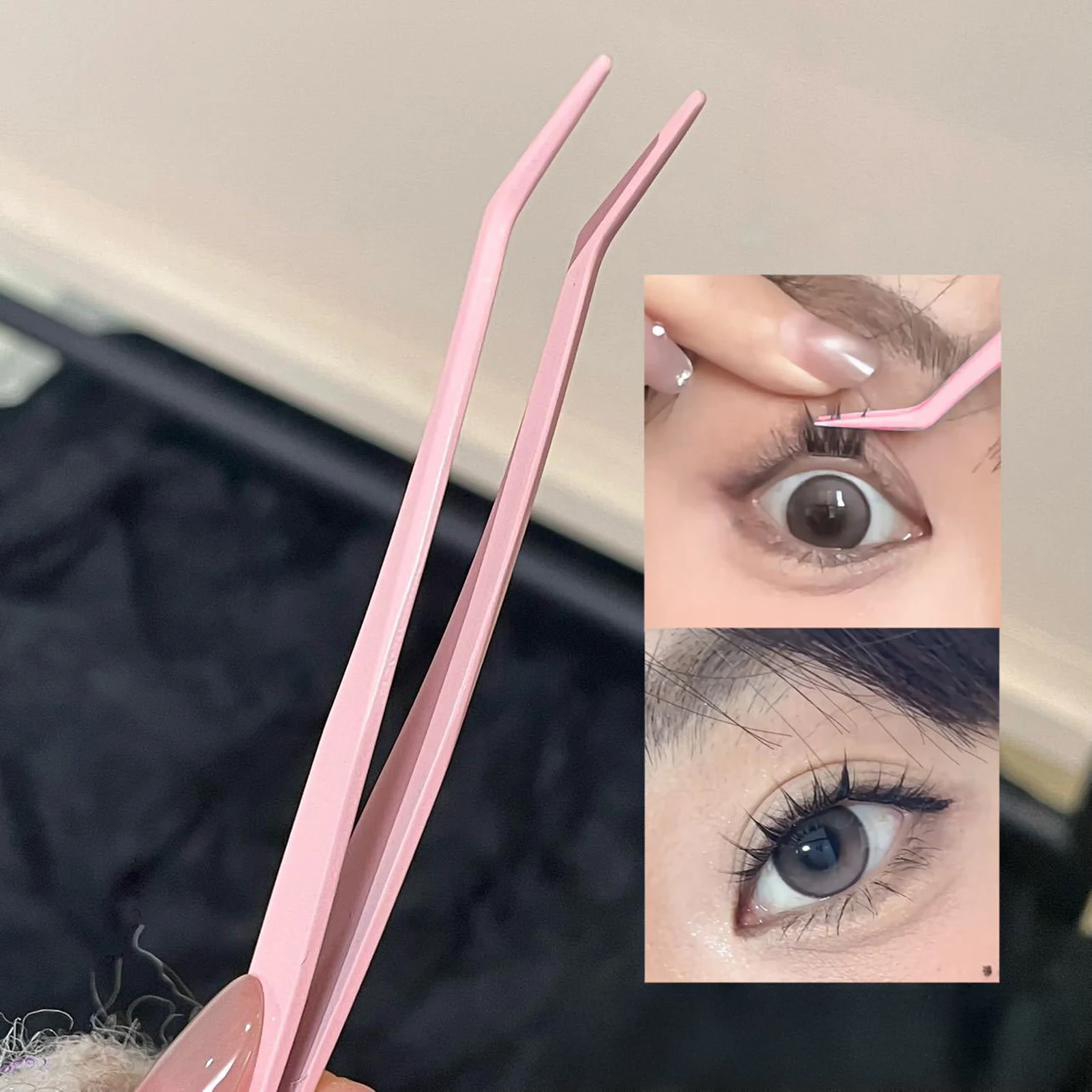 Stainless Steel Eyelash Tweezers False Eyelashes Applicator lash extenstions Removal Tweezer fake Lashes Extension makeup tools