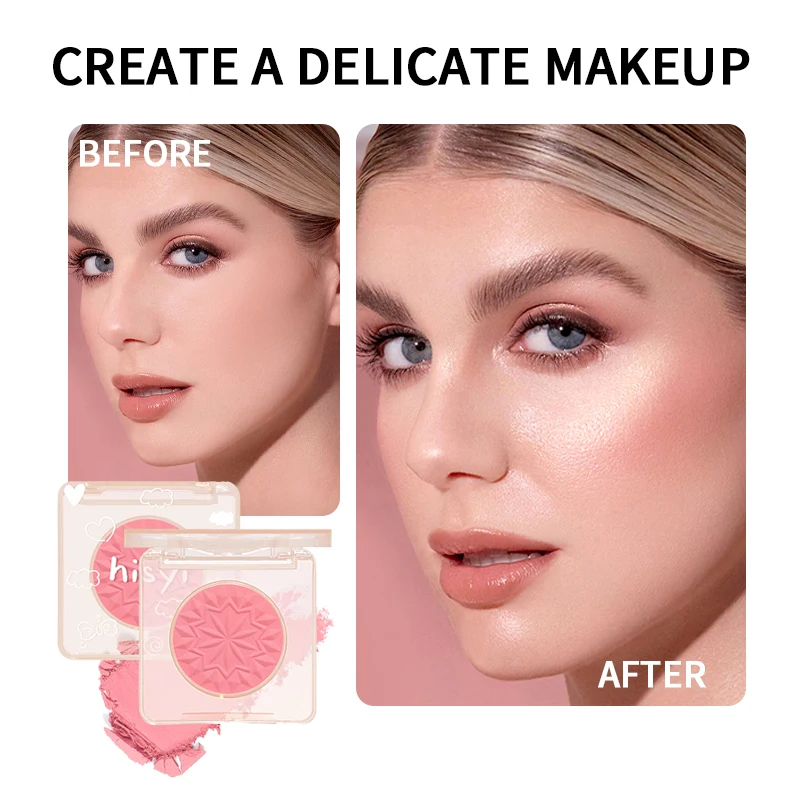 أحمر الخدود للوجه غير اللامع لون الخد الطبيعي سطع الوجه مقاوم للماء مستحضرات التجميل أحمر الخدود مسحوق لينة ماكياج الإناث 1 قطعة