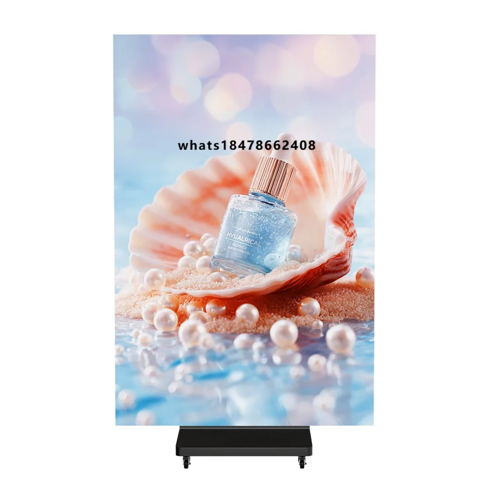 Indoor tri-fold portable LED 4K full-color commercial vertical seamless splicing advertising screen P2.5 black floor-to-ceiling