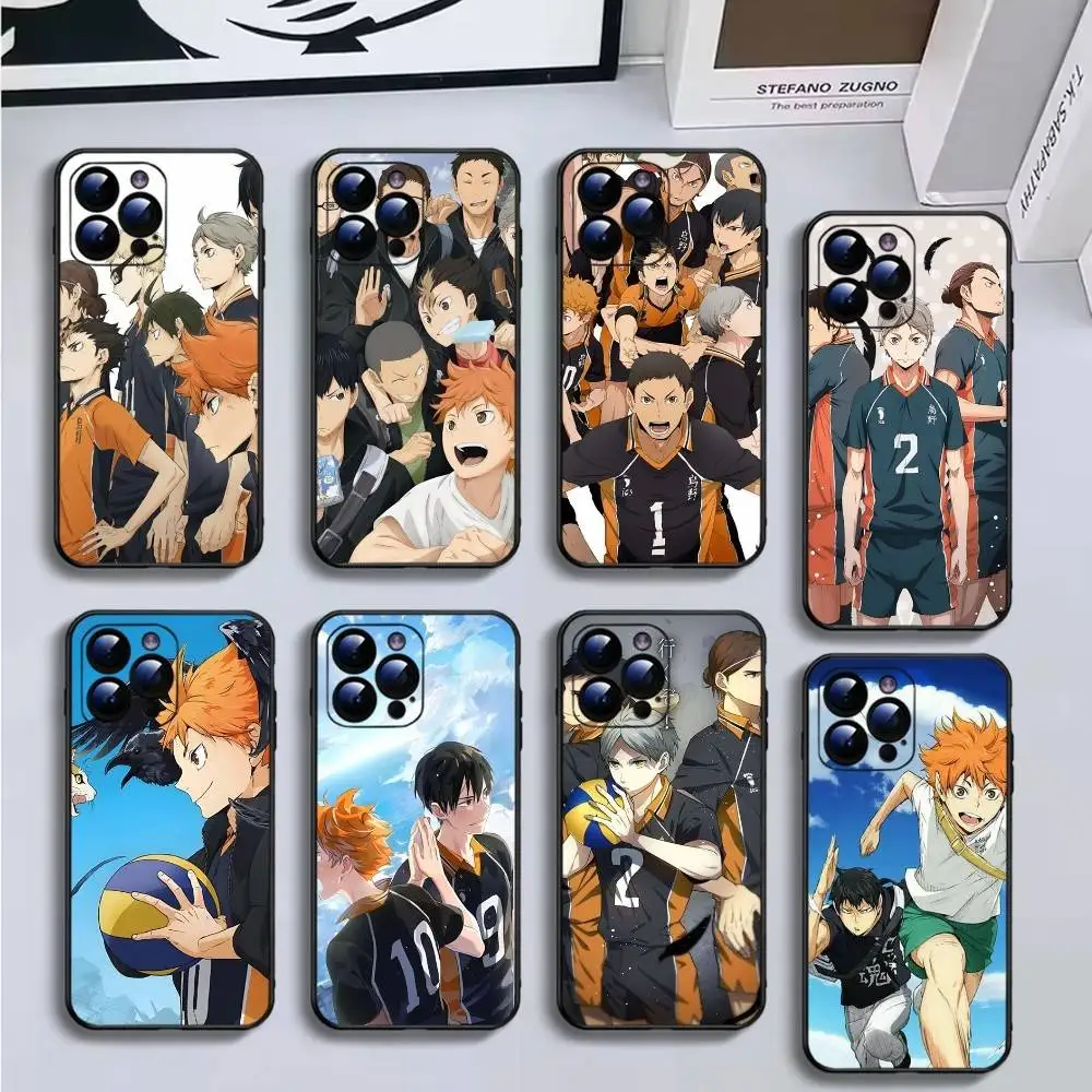 

Sports Anime Haikyu Phone Case For iPhone16,15,14,13,12,11 Plus,Pro Max,XS,X,XR,SE,Mini,8,7,Soft Silicone Black Cover