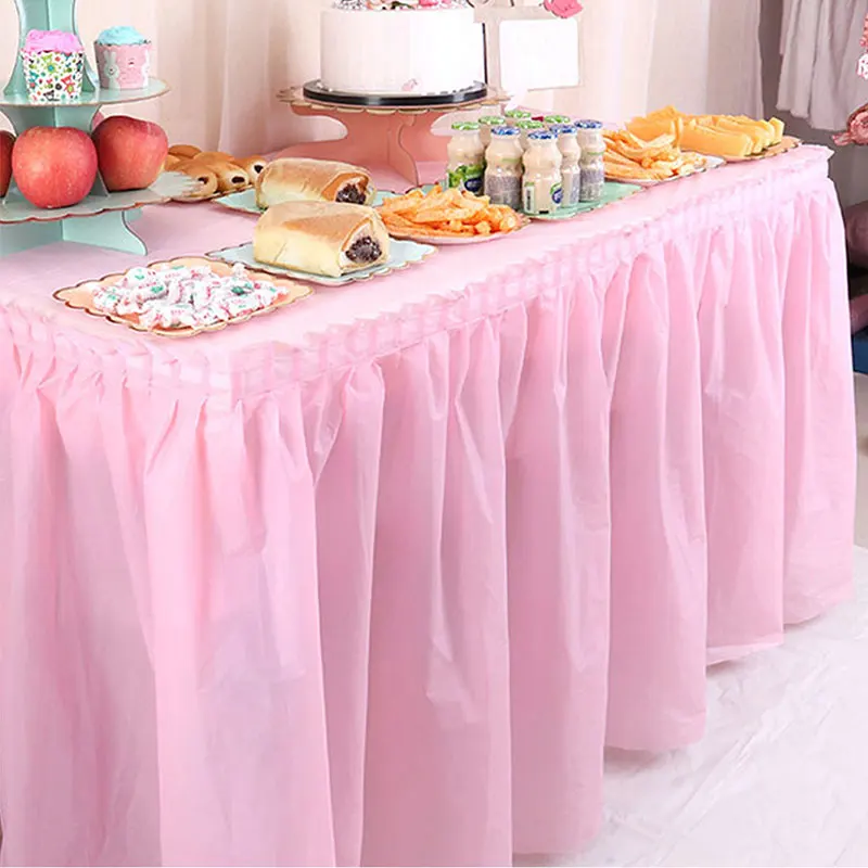 427X74CM Pink Plastic Tablecloth Disposable Rectangle Tulle Birthday Party Table Cover for Table Skirt Festival Wedding Supply